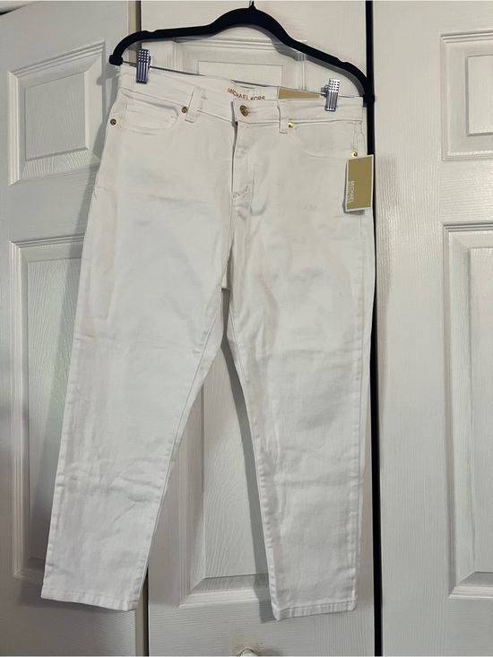 Michael Kors Denim - Michael Kors White Cropped Women's Jeans with Gold Hardware